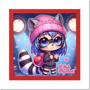 Cute Raccoon - Heart Thief Posters and Art